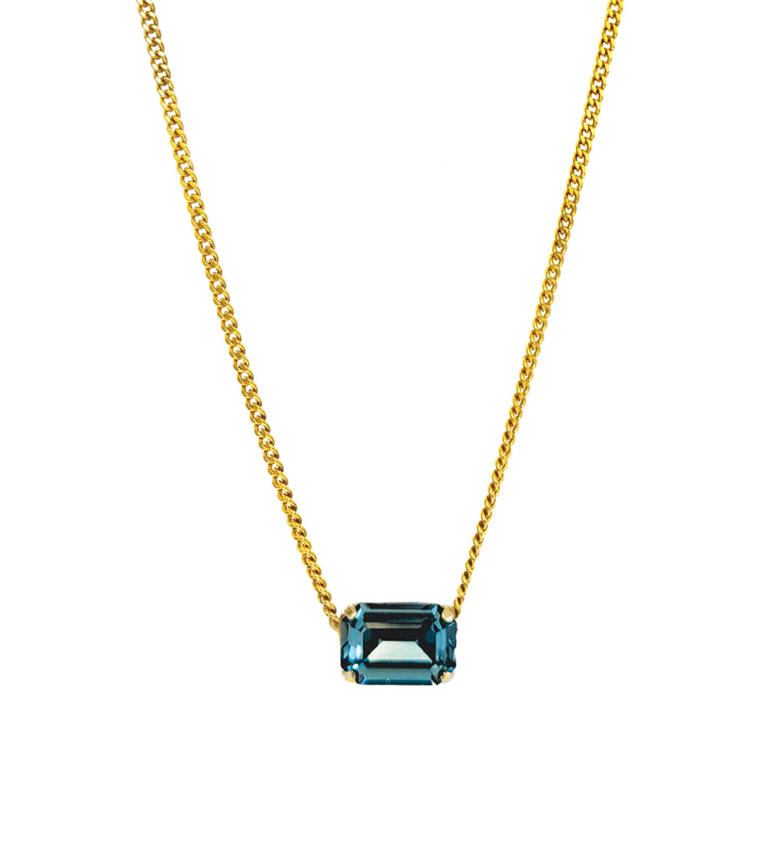 TOVA-Rubin Necklace-Necklaces-14k Gold Plated, Indian Sapphire Crystal-Blue Ruby Jewellery-Vancouver Canada