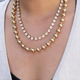 TOVA-Sarina Necklace-Necklaces-Gold Plated, White Crystal-Blue Ruby Jewellery-Vancouver Canada