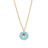 TOVA-Shroomalicious Necklace-Necklaces-Gold Plated, Crystal-Blue Ruby Jewellery-Vancouver Canada