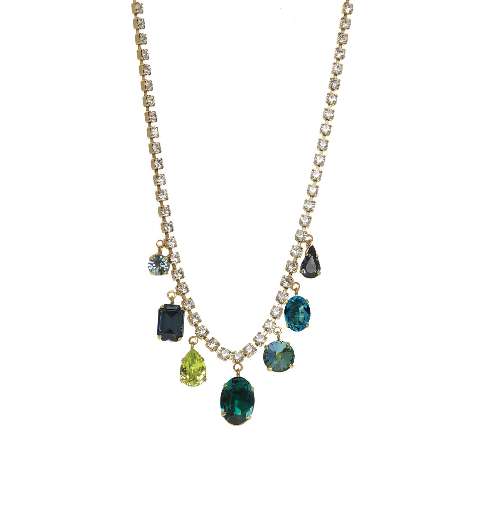 TOVA-Zeren Necklace-Necklaces-Gold Plated, Emerald Crystal-Blue Ruby Jewellery-Vancouver Canada