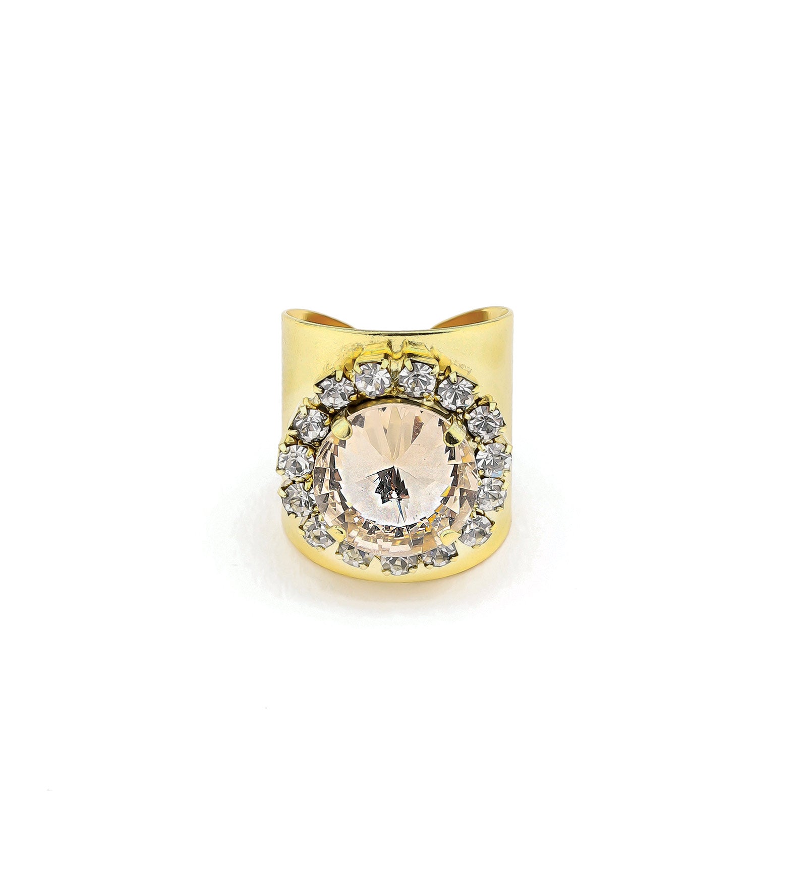 TOVA-Jacci Ring-Rings-Gold Plated, Light Silk Crystal-Blue Ruby Jewellery-Vancouver Canada