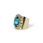 TOVA-Suki Ring-Rings-Gold Plated, Indicolite Chrysolite Mix Crystal-Blue Ruby Jewellery-Vancouver Canada