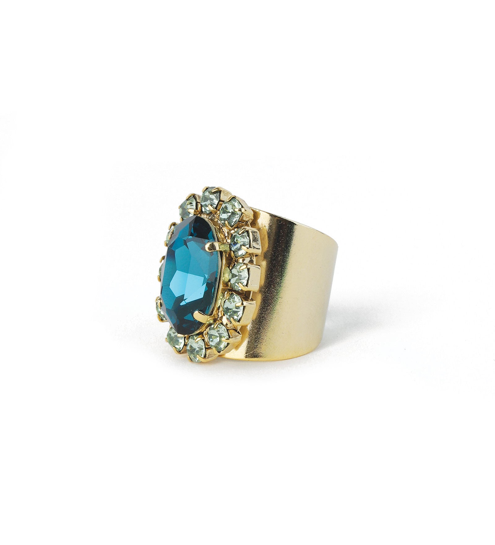 TOVA-Suki Ring-Rings-Gold Plated, Indicolite Chrysolite Mix Crystal-Blue Ruby Jewellery-Vancouver Canada