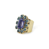 TOVA-Edith Oval Ring-Rings-Gold Plated, Tanzanite Indian Sapphire Mix Crystal-Blue Ruby Jewellery-Vancouver Canada