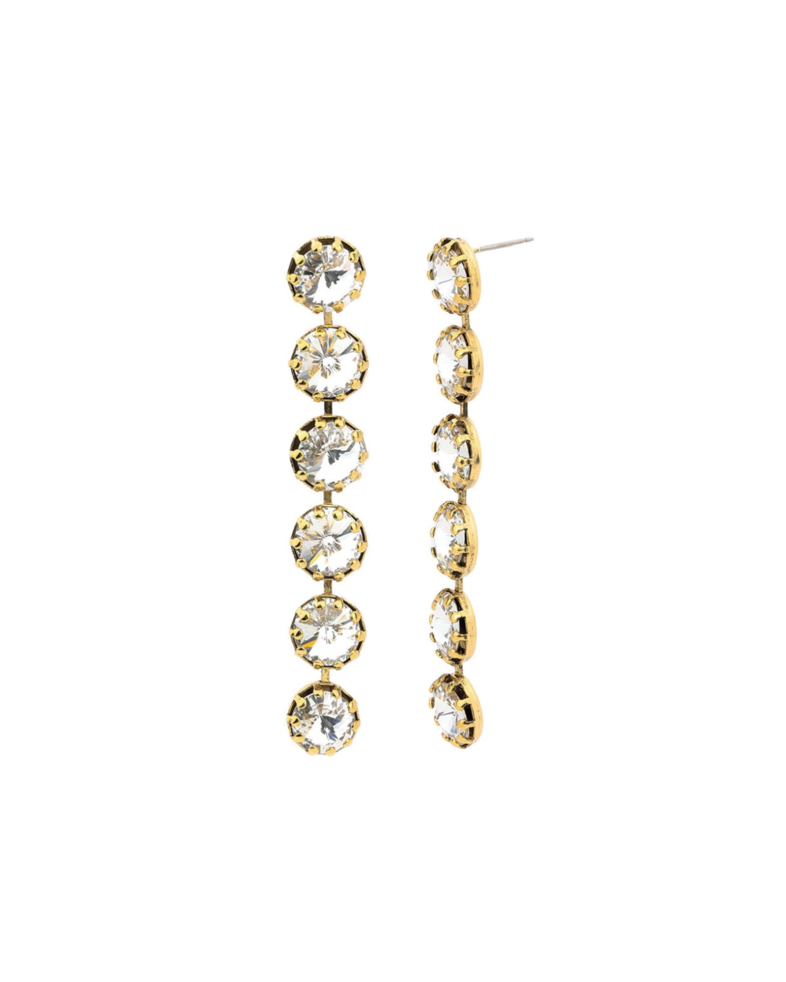 TOVA-Lilibet 2 Earrings-Earrings-14k Gold Plated, White Crystal-Blue Ruby Jewellery-Vancouver Canada