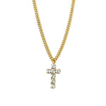 TOVA-Cross Necklace-Necklaces-14k Gold Plated, White Crystal-Blue Ruby Jewellery-Vancouver Canada