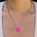 TOVA-Milli Necklace-Necklaces-Gold Plated, Electric Pink / Rose Crystal-Blue Ruby Jewellery-Vancouver Canada