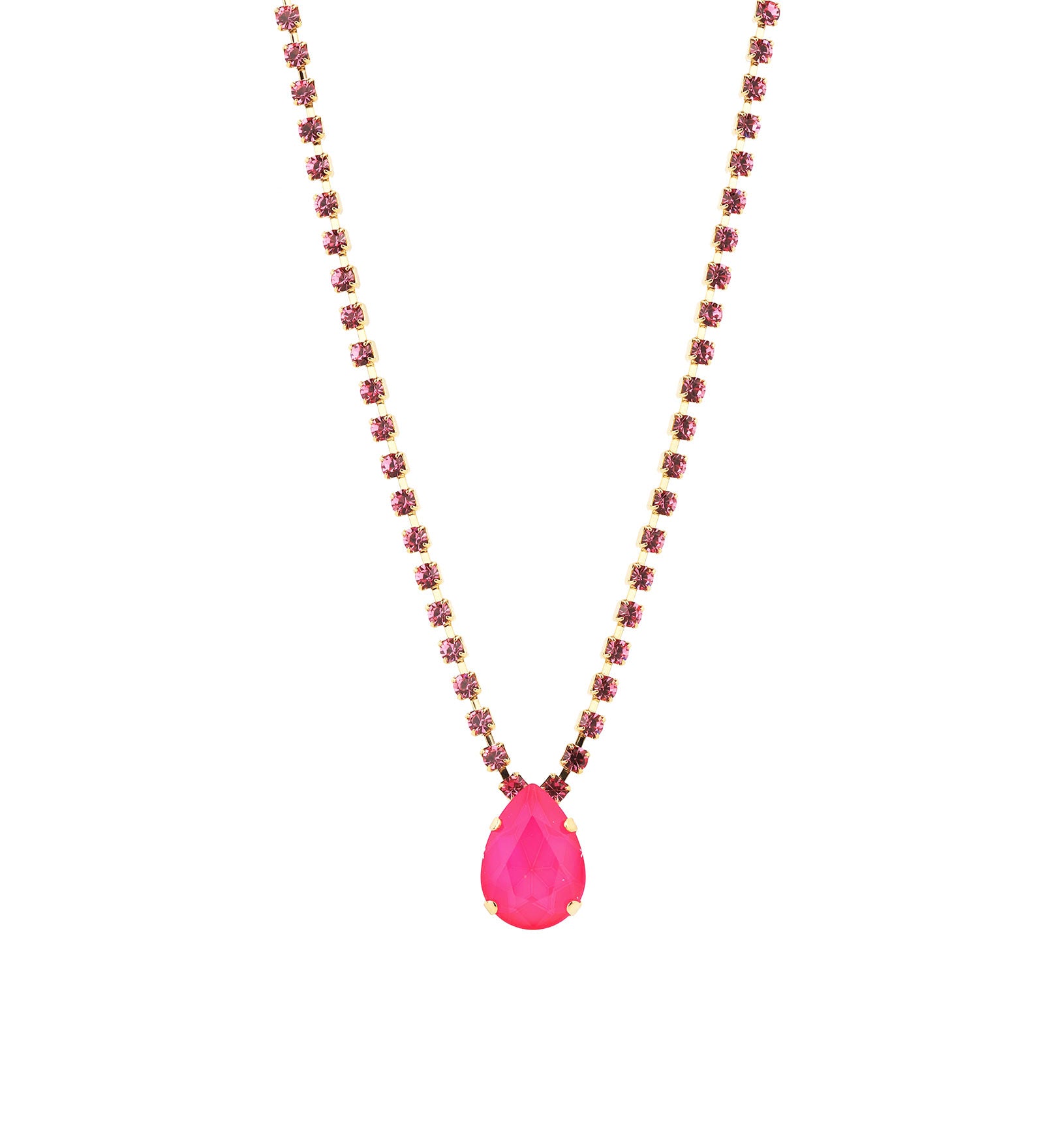 TOVA-Milli Necklace-Necklaces-Gold Plated, Electric Pink / Rose Crystal-Blue Ruby Jewellery-Vancouver Canada