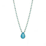 TOVA-Milli Necklace-Necklaces-Gold Plated, Electric Blue / Aqua Crystal-Blue Ruby Jewellery-Vancouver Canada