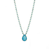 TOVA-Milli Necklace-Necklaces-Gold Plated, Electric Blue / Aqua Crystal-Blue Ruby Jewellery-Vancouver Canada