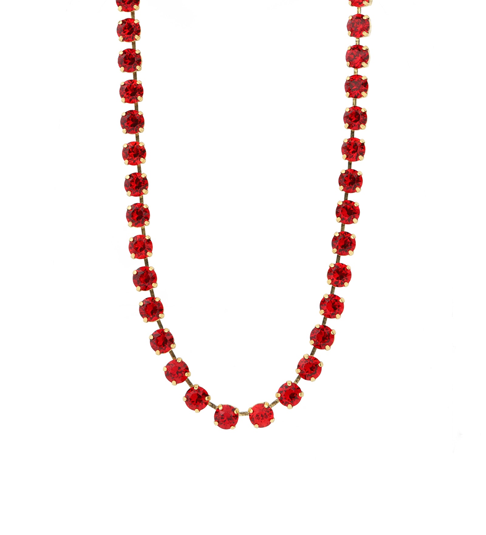 Oakland Necklace Antique Gold-plated Brass, Red Crystal