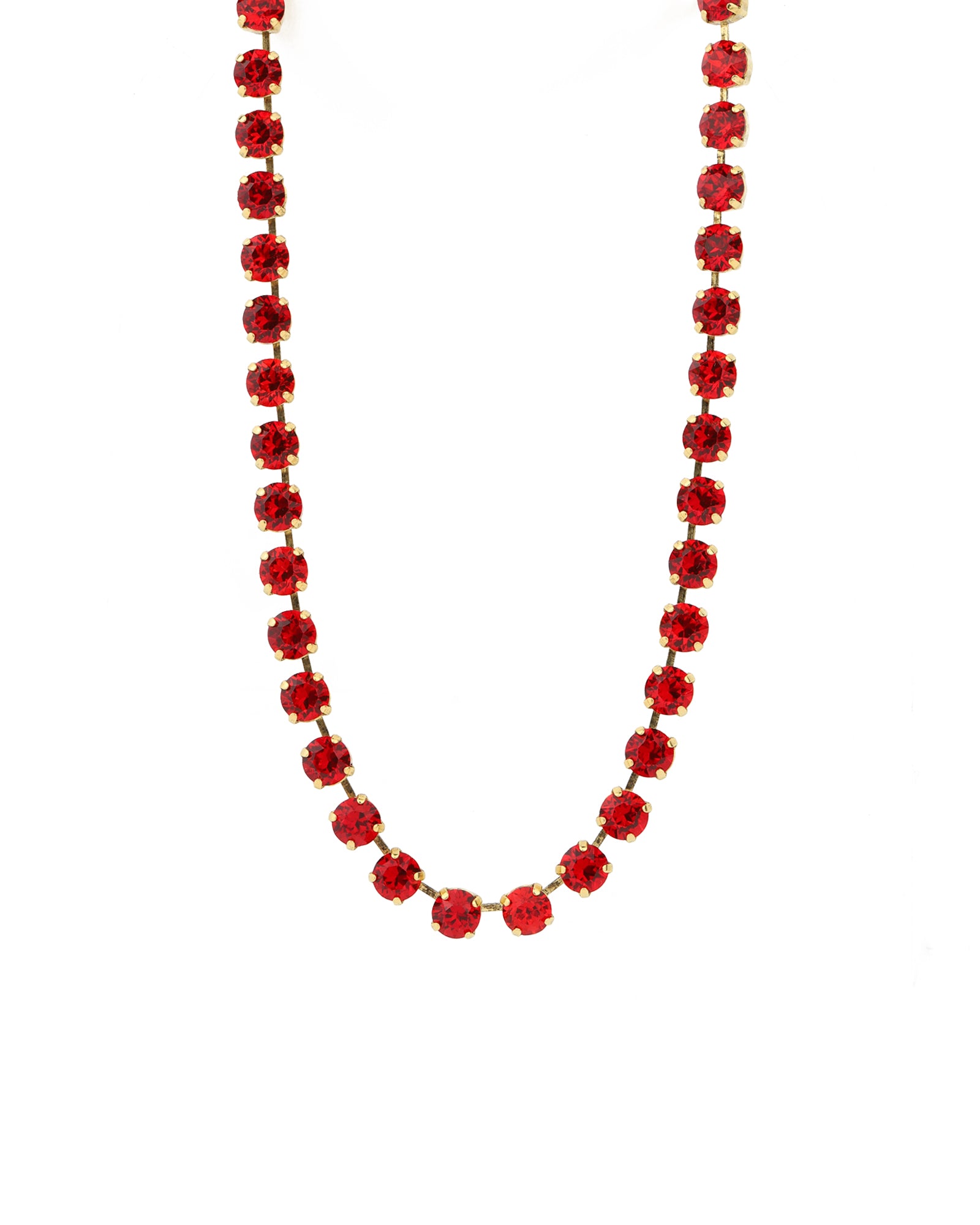 Oakland Necklace Antique Gold-plated Brass, Red Crystal