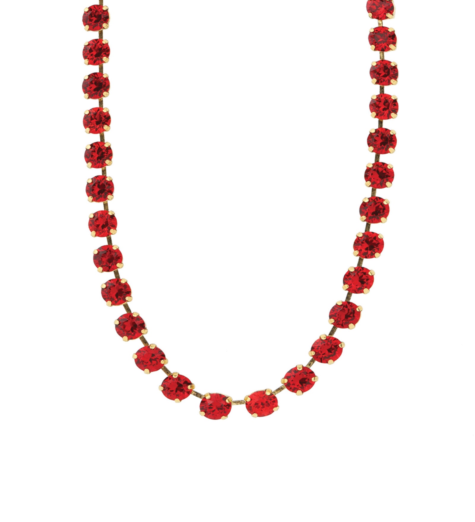 TOVA-Oakland Necklace-Necklaces-14k Gold Plated, Red Crystal-Blue Ruby Jewellery-Vancouver Canada