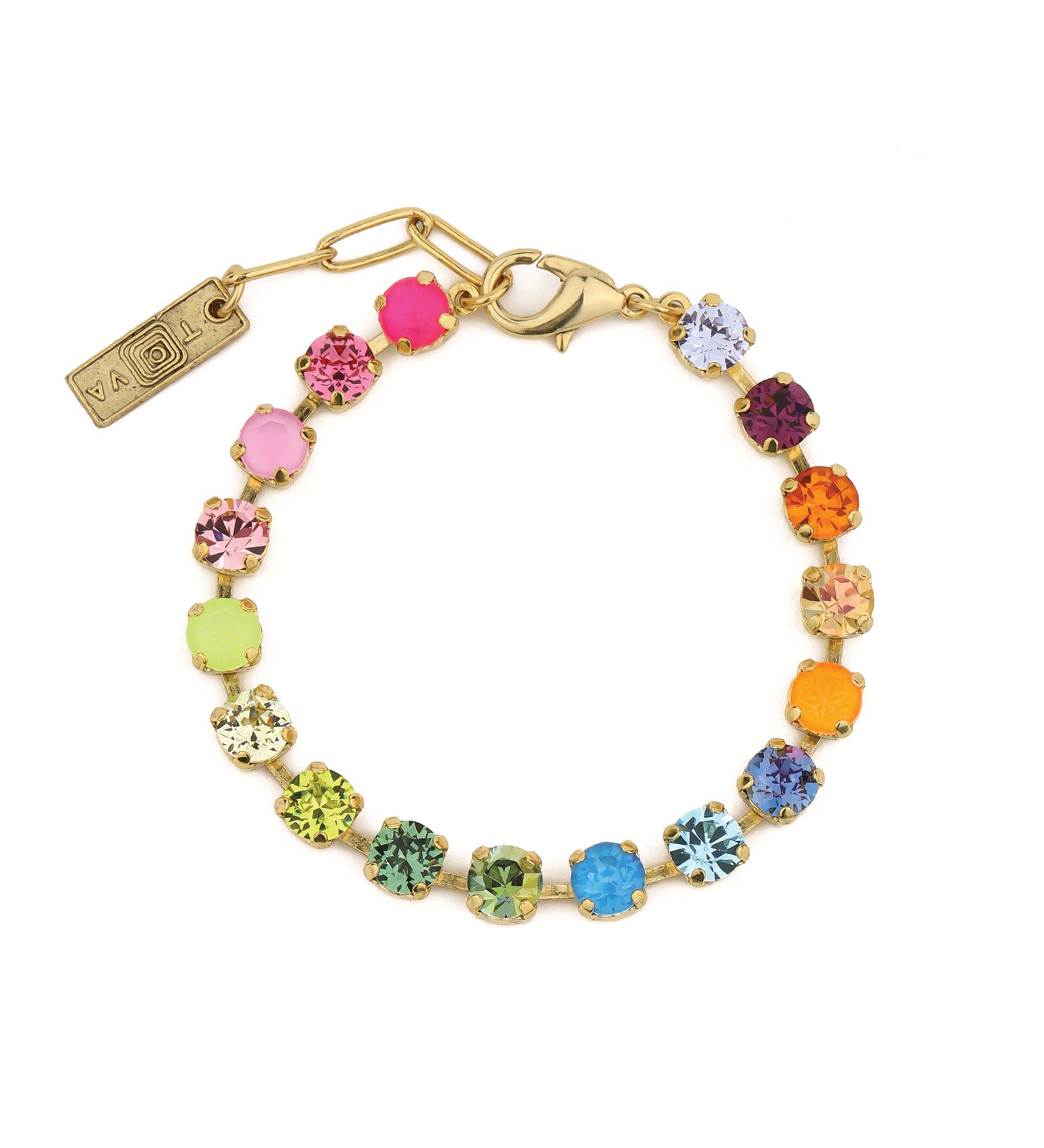 TOVA-Sarina Bracelet-Bracelets-Gold Plated, Watermelon Crystal-Blue Ruby Jewellery-Vancouver Canada