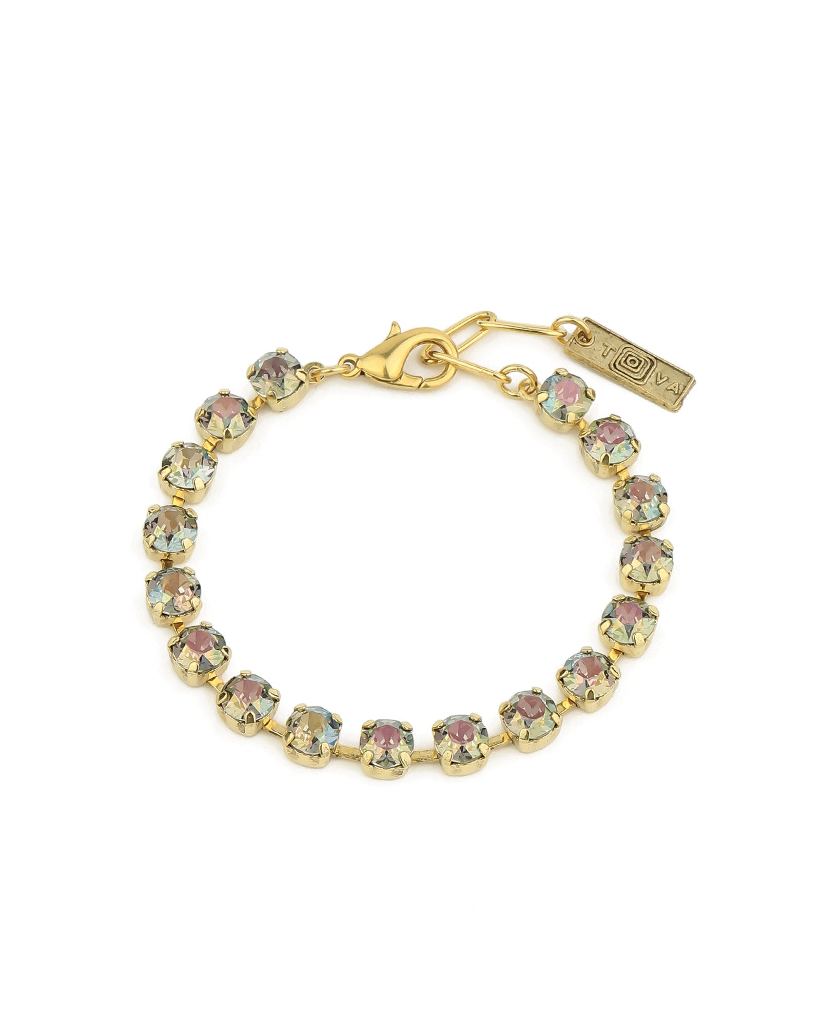 TOVA-Sarina Bracelet-Bracelets-Gold Plated, Grey Lemon Crystal-Blue Ruby Jewellery-Vancouver Canada