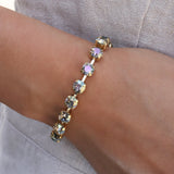 TOVA-Sarina Bracelet-Bracelets-Gold Plated, Grey Lemon Crystal-Blue Ruby Jewellery-Vancouver Canada