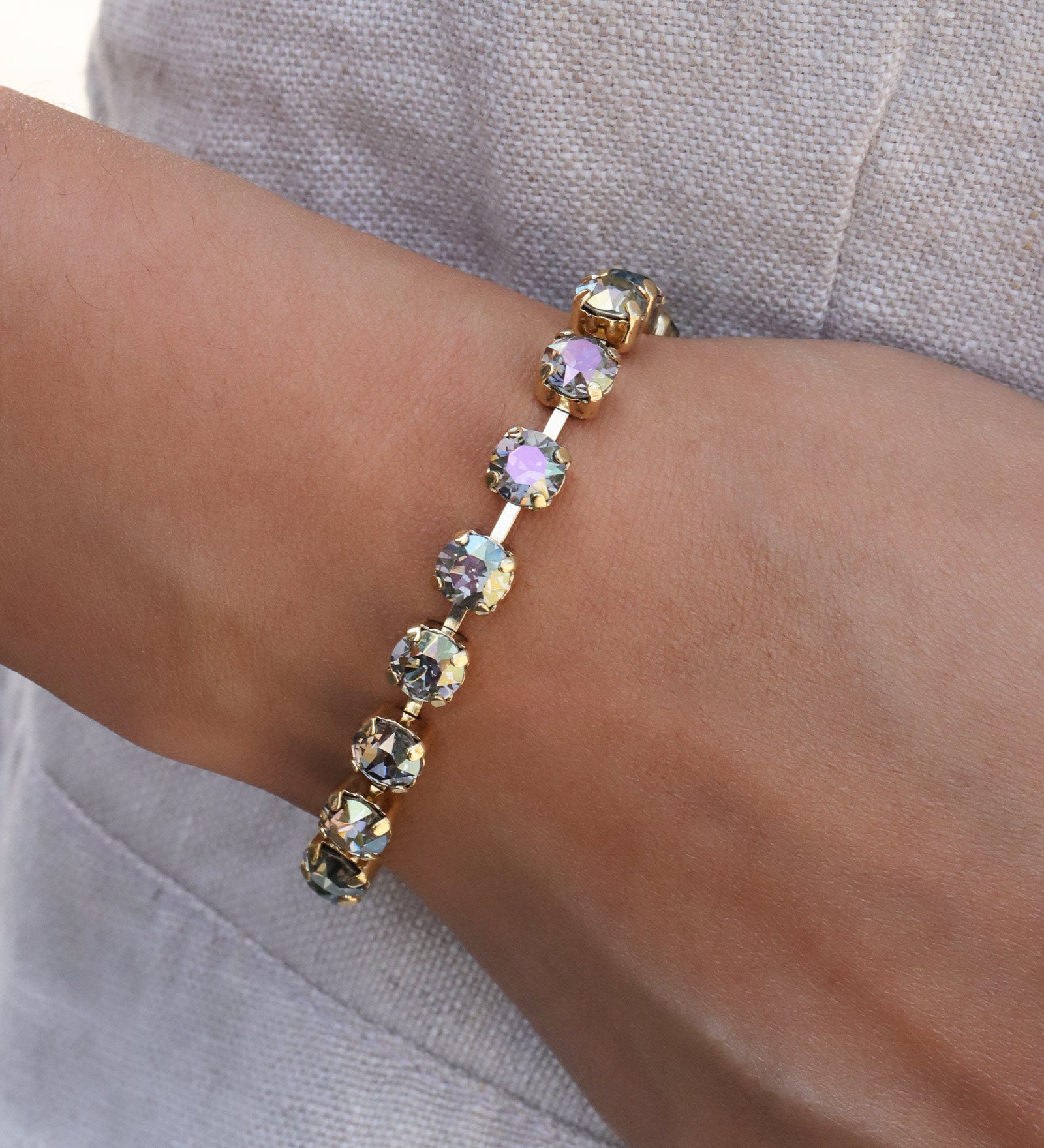 TOVA-Sarina Bracelet-Bracelets-Gold Plated, Grey Lemon Crystal-Blue Ruby Jewellery-Vancouver Canada