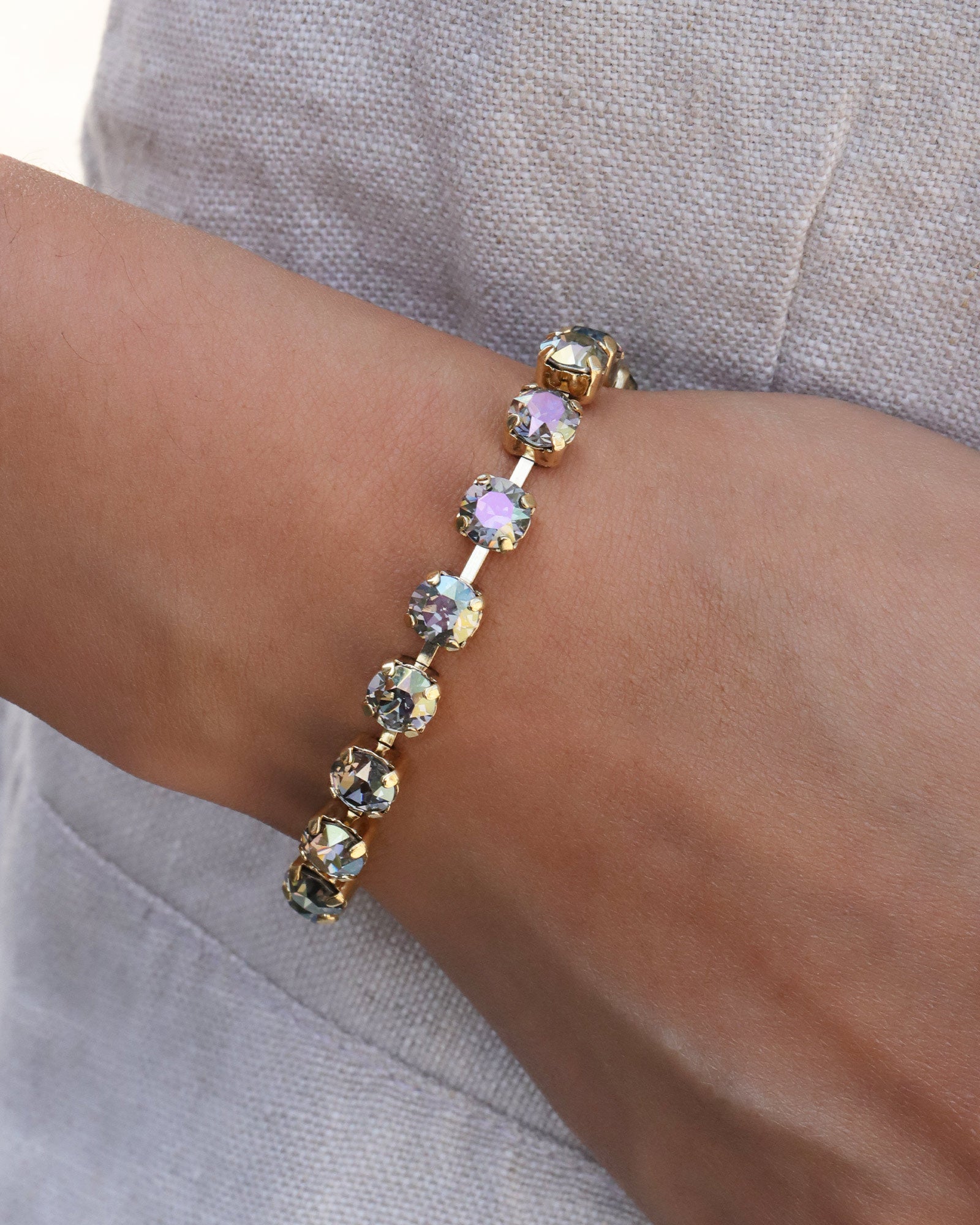 TOVA-Sarina Bracelet-Bracelets-Gold Plated, Grey Lemon Crystal-Blue Ruby Jewellery-Vancouver Canada