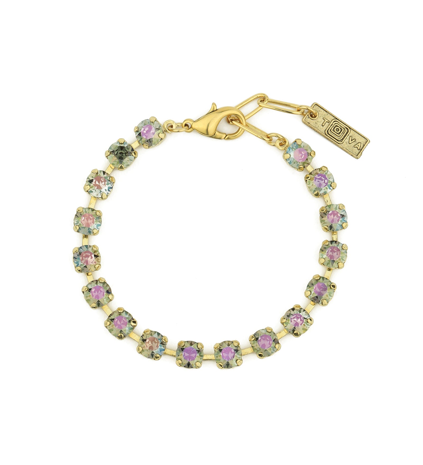 TOVA-Sarina Bracelet-Bracelets-Gold Plated, Grey Lemon Crystal-Blue Ruby Jewellery-Vancouver Canada