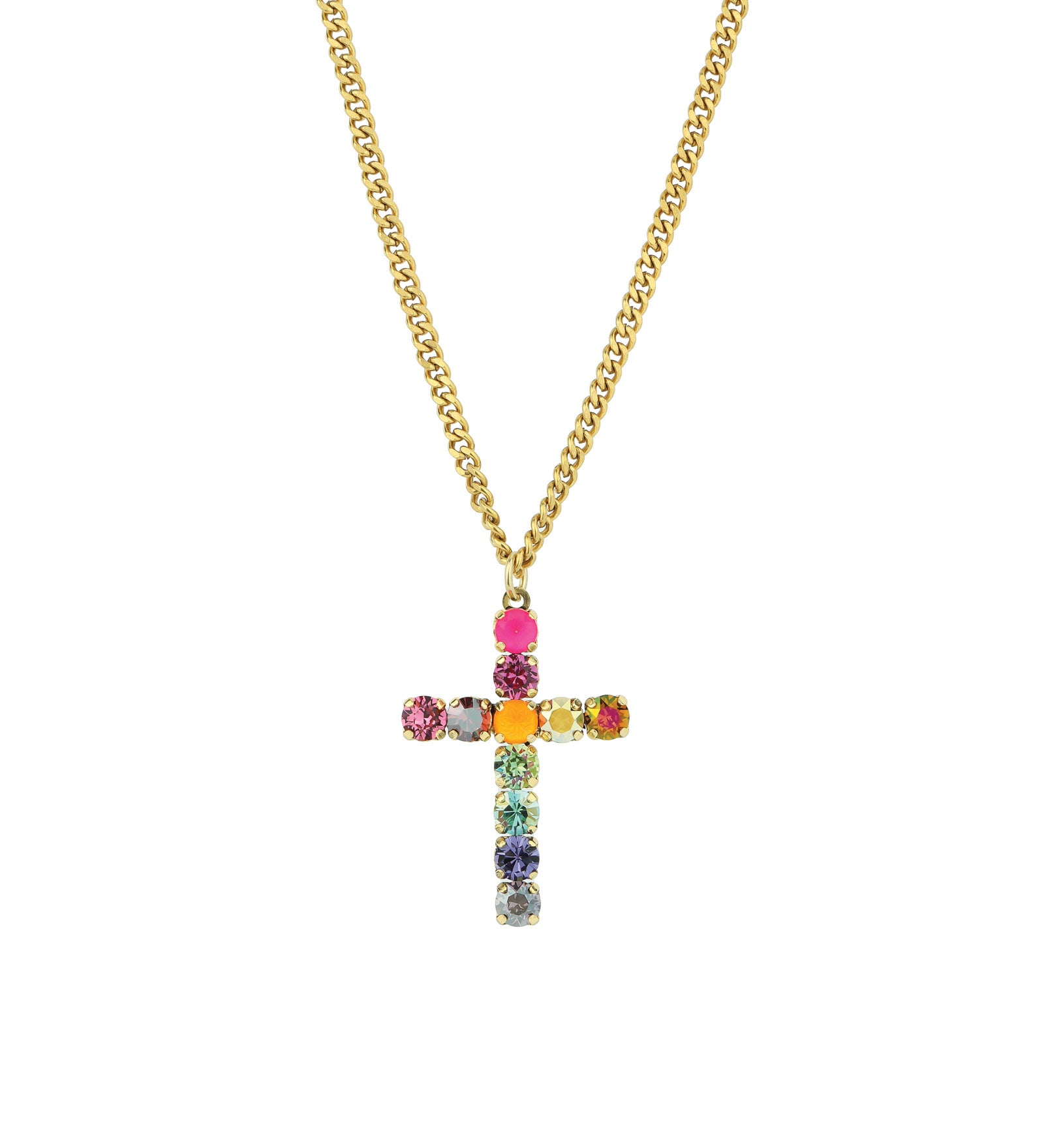 TOVA-Donatela Mini Necklace-Necklaces-Gold Plated, Watermelon Crystal-Blue Ruby Jewellery-Vancouver Canada