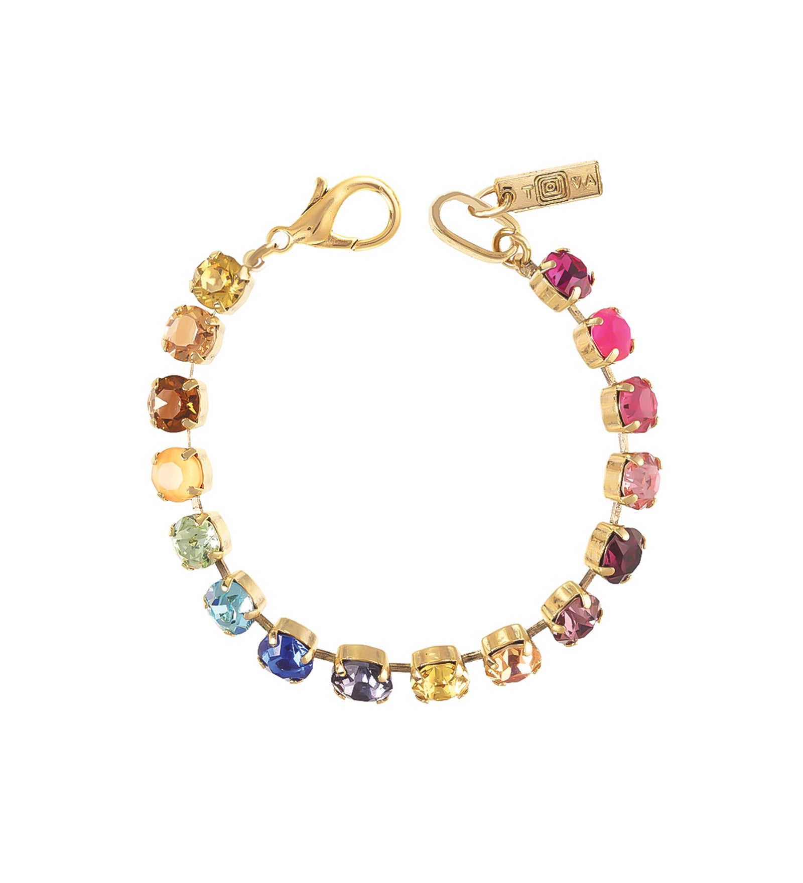 TOVA-Oakland Bracelet-Bracelets-Gold Plated, Watermelon Crystal-Blue Ruby Jewellery-Vancouver Canada