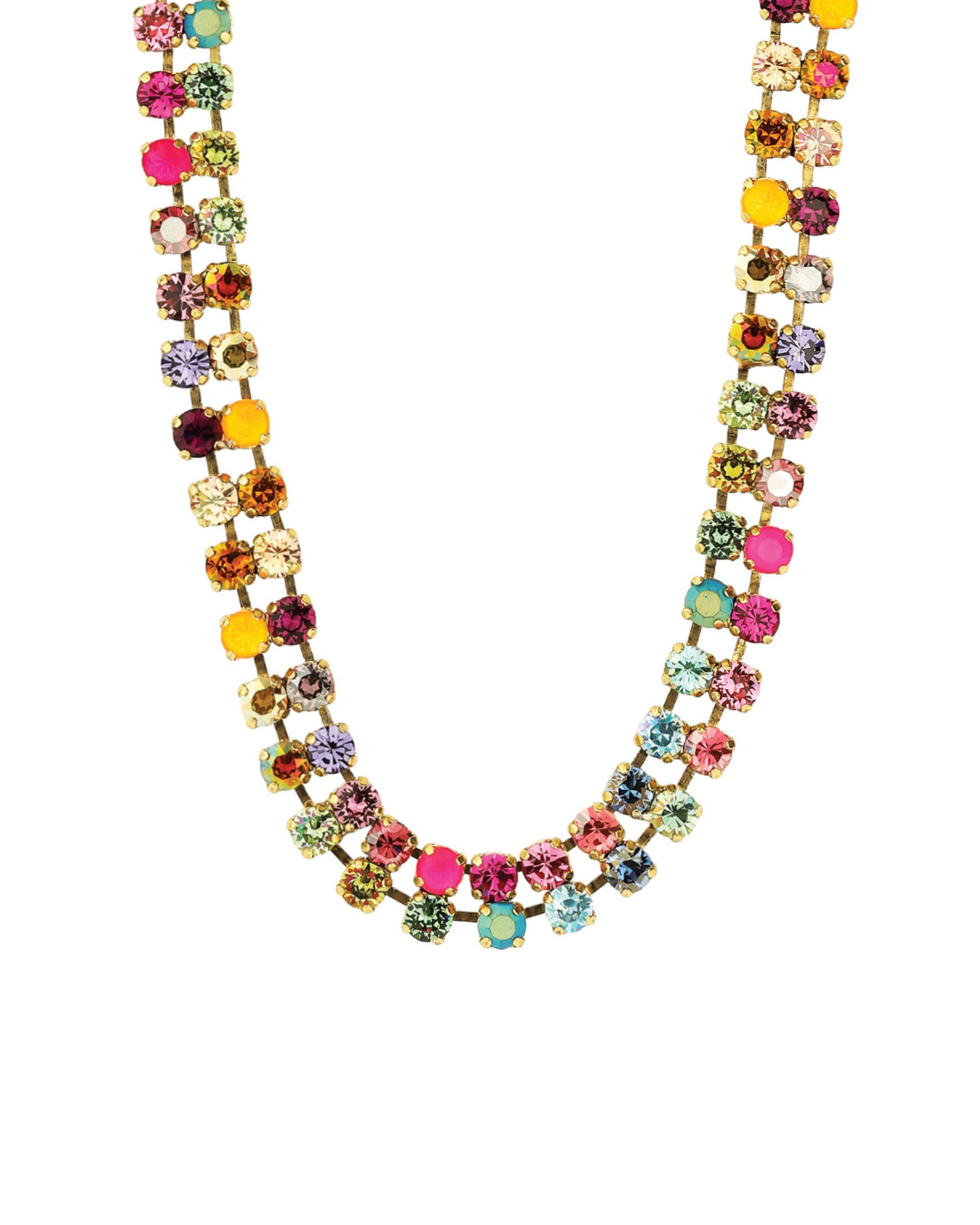 TOVA-Lira Necklace-Necklaces-Gold Plated, Watermelon Crystal-Blue Ruby Jewellery-Vancouver Canada