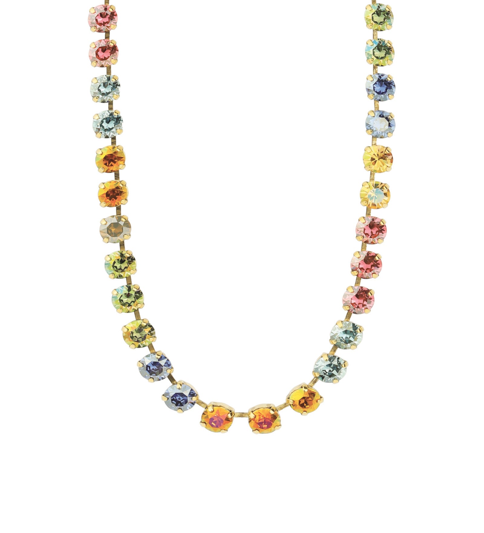 TOVA-Oakland Necklace-Necklaces-14k Gold Plated, Watermelon Ombre Crystal-Blue Ruby Jewellery-Vancouver Canada