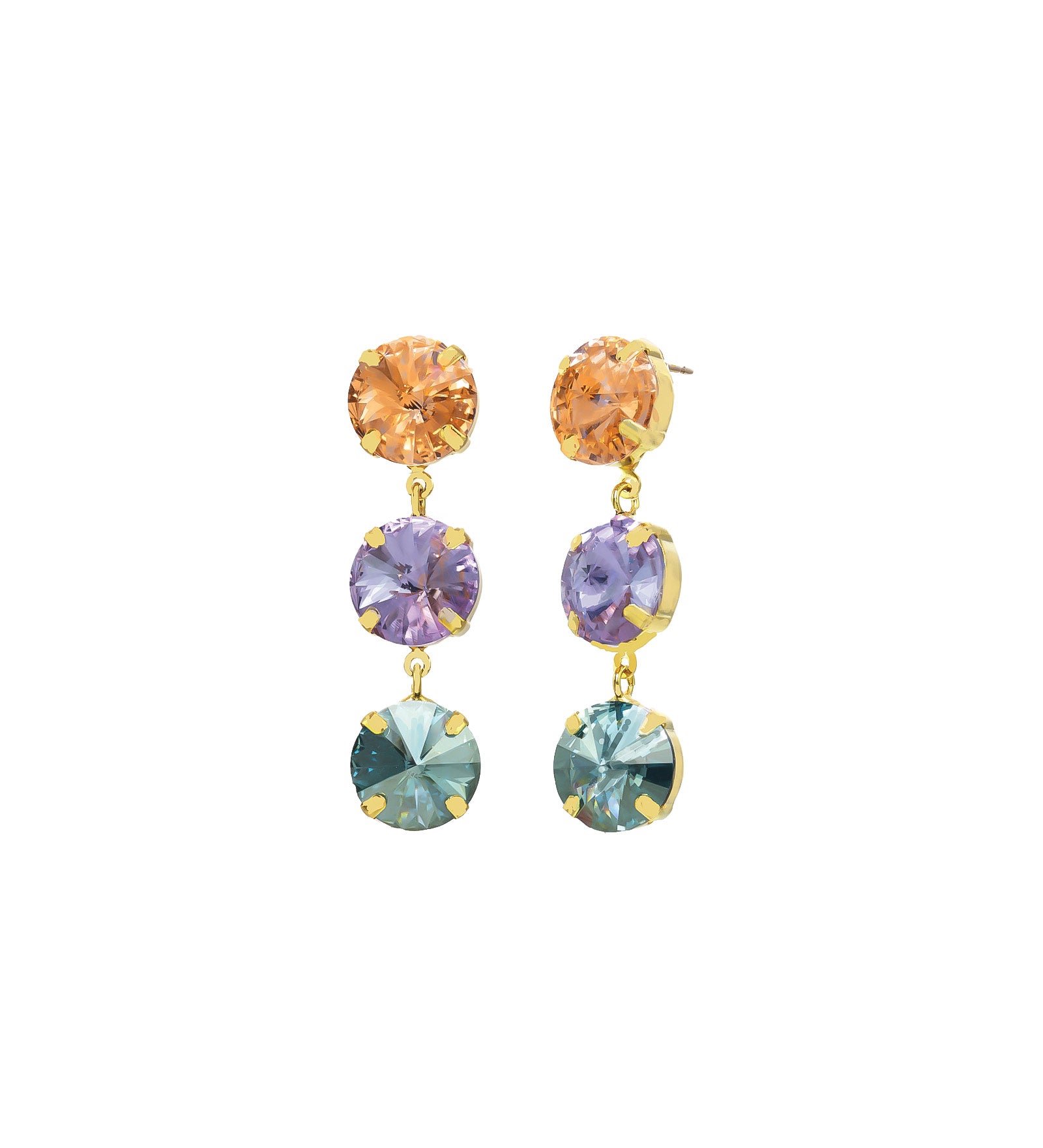 Dionne Earrings 14k Gold Plated, Pastel Crystal