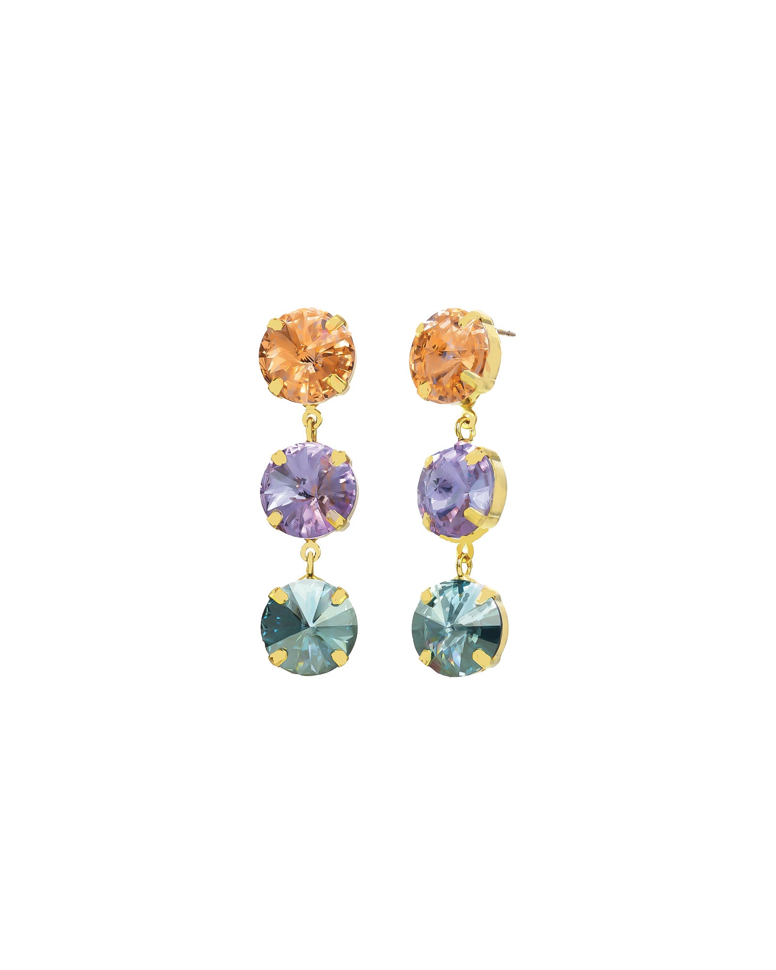 Dionne Earrings 14k Gold Plated, Pastel Crystal