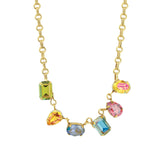 TOVA-Marina Necklace-Necklaces-Gold Plated, Watermelon Crystal-Blue Ruby Jewellery-Vancouver Canada