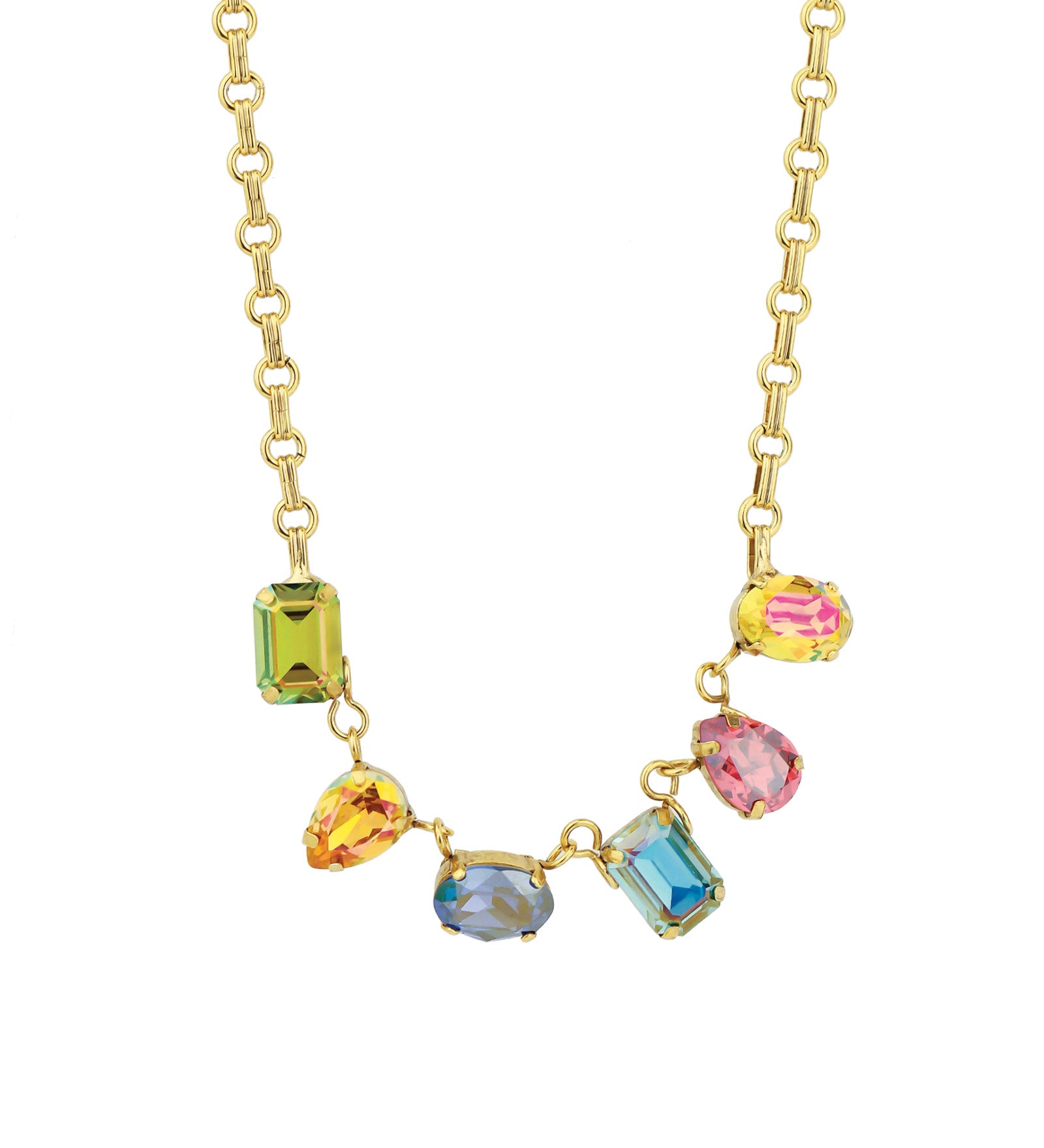 TOVA-Marina Necklace-Necklaces-Gold Plated, Watermelon Crystal-Blue Ruby Jewellery-Vancouver Canada