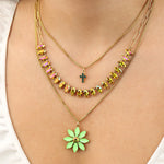 Perry Necklace Antique Gold-plated Brass, Peridot Brandy Crystal