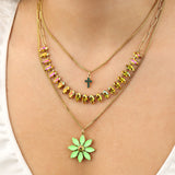 Perry Necklace Antique Gold-plated Brass, Peridot Brandy Crystal