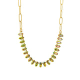 Perry Necklace Antique Gold-plated Brass, Peridot Brandy Crystal