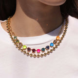 TOVA-Mini Oakland Necklace-Necklaces-14k Gold Plated, Watermelon Crystal-Blue Ruby Jewellery-Vancouver Canada