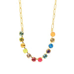 Mini Oakland Necklace Gold Plated, Watermelon Crystal