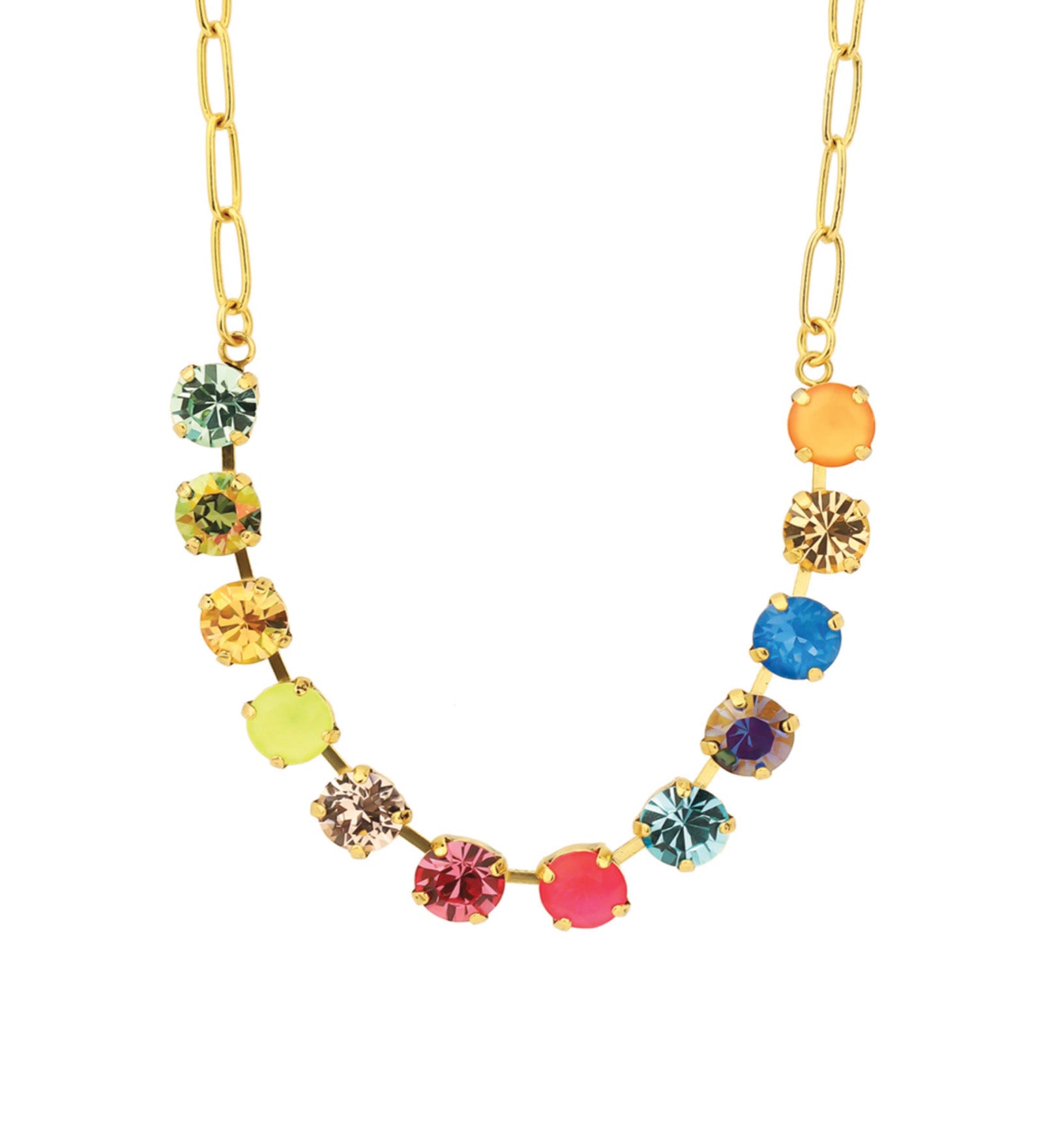 TOVA-Mini Oakland Necklace-Necklaces-14k Gold Plated, Watermelon Crystal-Blue Ruby Jewellery-Vancouver Canada