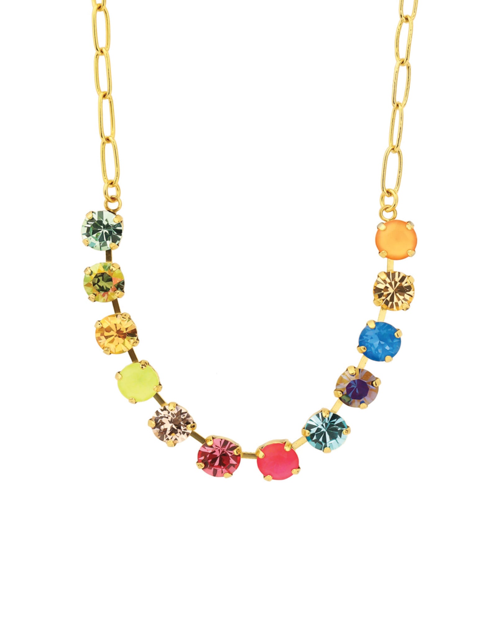 TOVA-Mini Oakland Necklace-Necklaces-14k Gold Plated, Watermelon Crystal-Blue Ruby Jewellery-Vancouver Canada