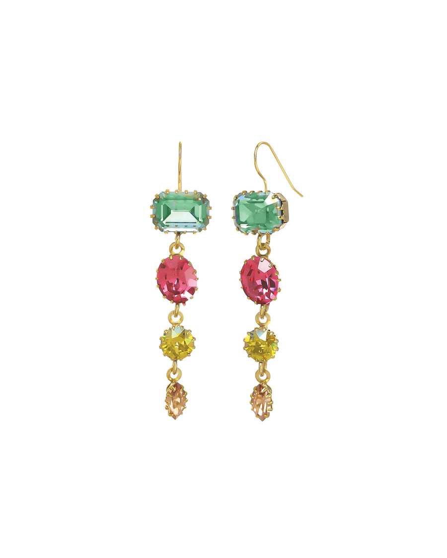 Mara Earrings Antique Gold-plated Brass, Mix Crystal