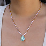 TOVA-Milli Necklace-Necklaces-Gold Plated, Lilac / Aqua Champagne Crystal-Blue Ruby Jewellery-Vancouver Canada