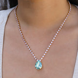 TOVA-Milli Necklace-Necklaces-Gold Plated, Lilac / Aqua Champagne Crystal-Blue Ruby Jewellery-Vancouver Canada