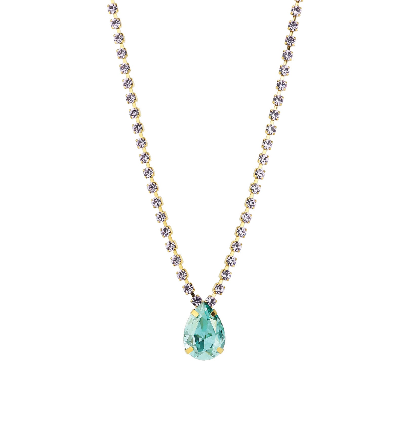 TOVA-Milli Necklace-Necklaces-Gold Plated, Lilac / Aqua Champagne Crystal-Blue Ruby Jewellery-Vancouver Canada