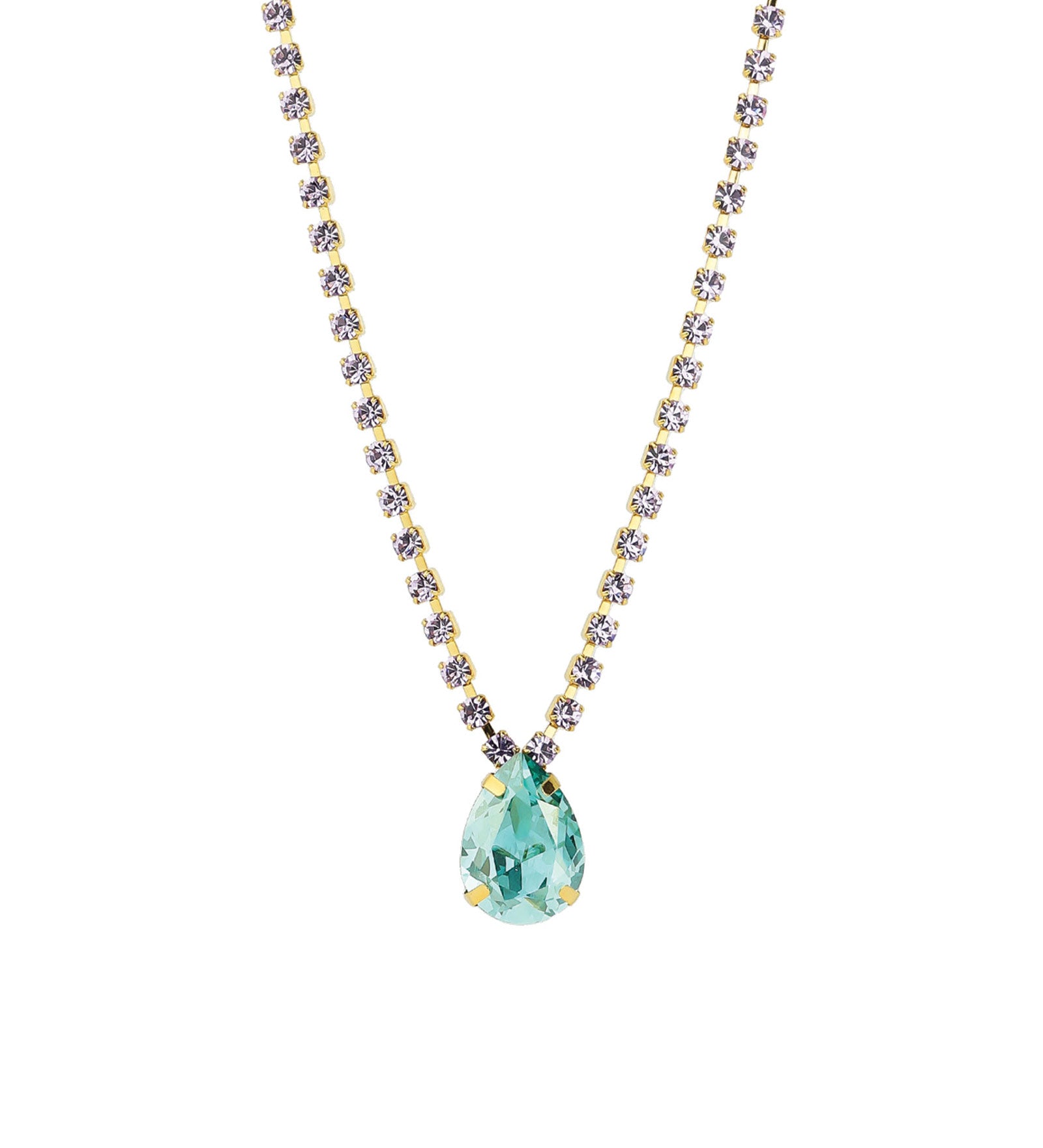 TOVA-Milli Necklace-Necklaces-14k Gold Plated, Aqua Champagne & Lilac Crystal-Blue Ruby Jewellery-Vancouver Canada