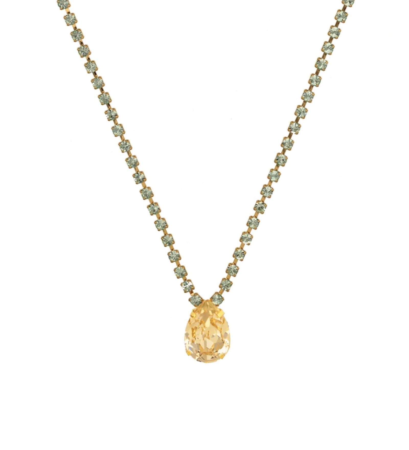 Milli Necklace 14k Gold Plated, Peach / Mint Crystal