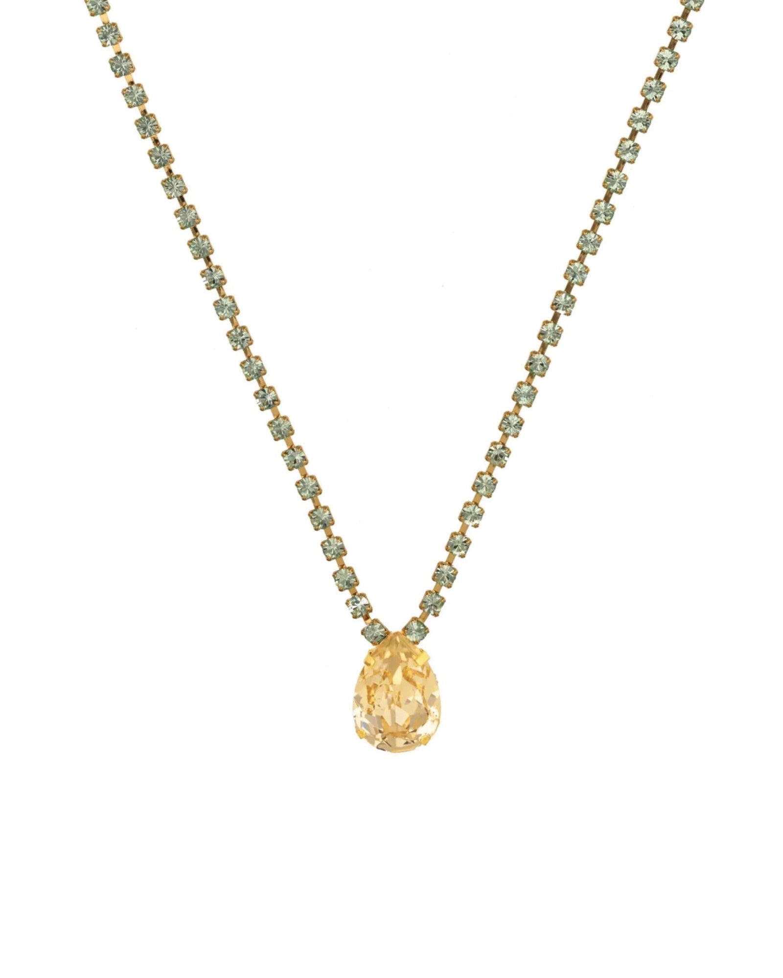 Milli Necklace 14k Gold Plated, Peach / Mint Crystal