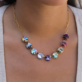 TOVA-Mini Sofia Necklace-Necklaces-Gold Plated, Midnight Sky Crystal-Blue Ruby Jewellery-Vancouver Canada