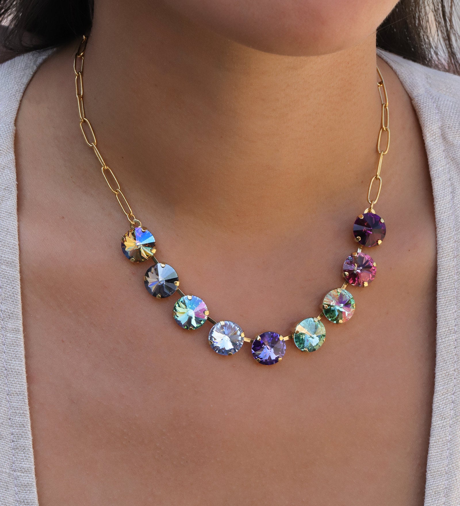 TOVA-Mini Sofia Necklace-Necklaces-Gold Plated, Midnight Sky Crystal-Blue Ruby Jewellery-Vancouver Canada