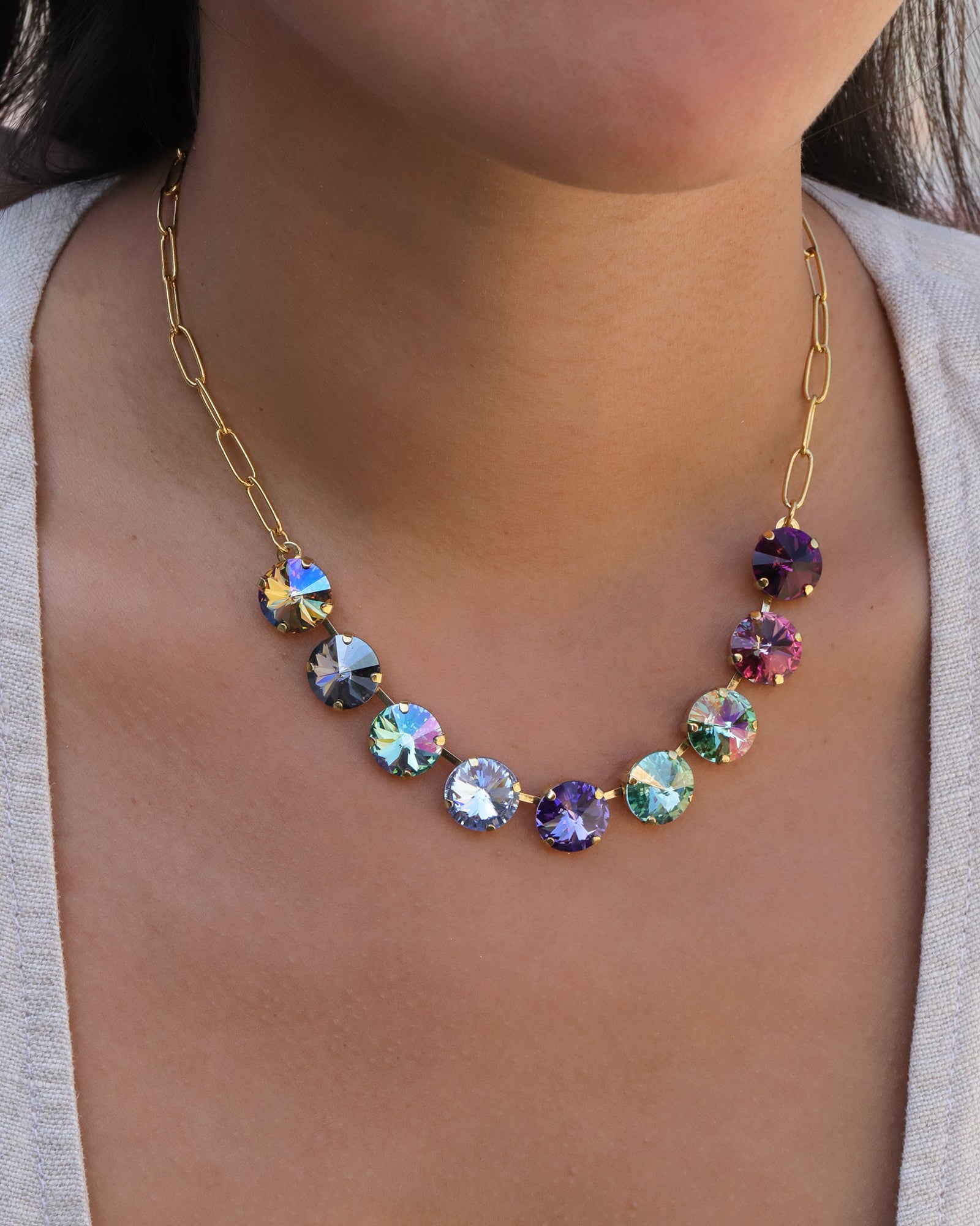 TOVA-Mini Sofia Necklace-Necklaces-Gold Plated, Midnight Sky Crystal-Blue Ruby Jewellery-Vancouver Canada