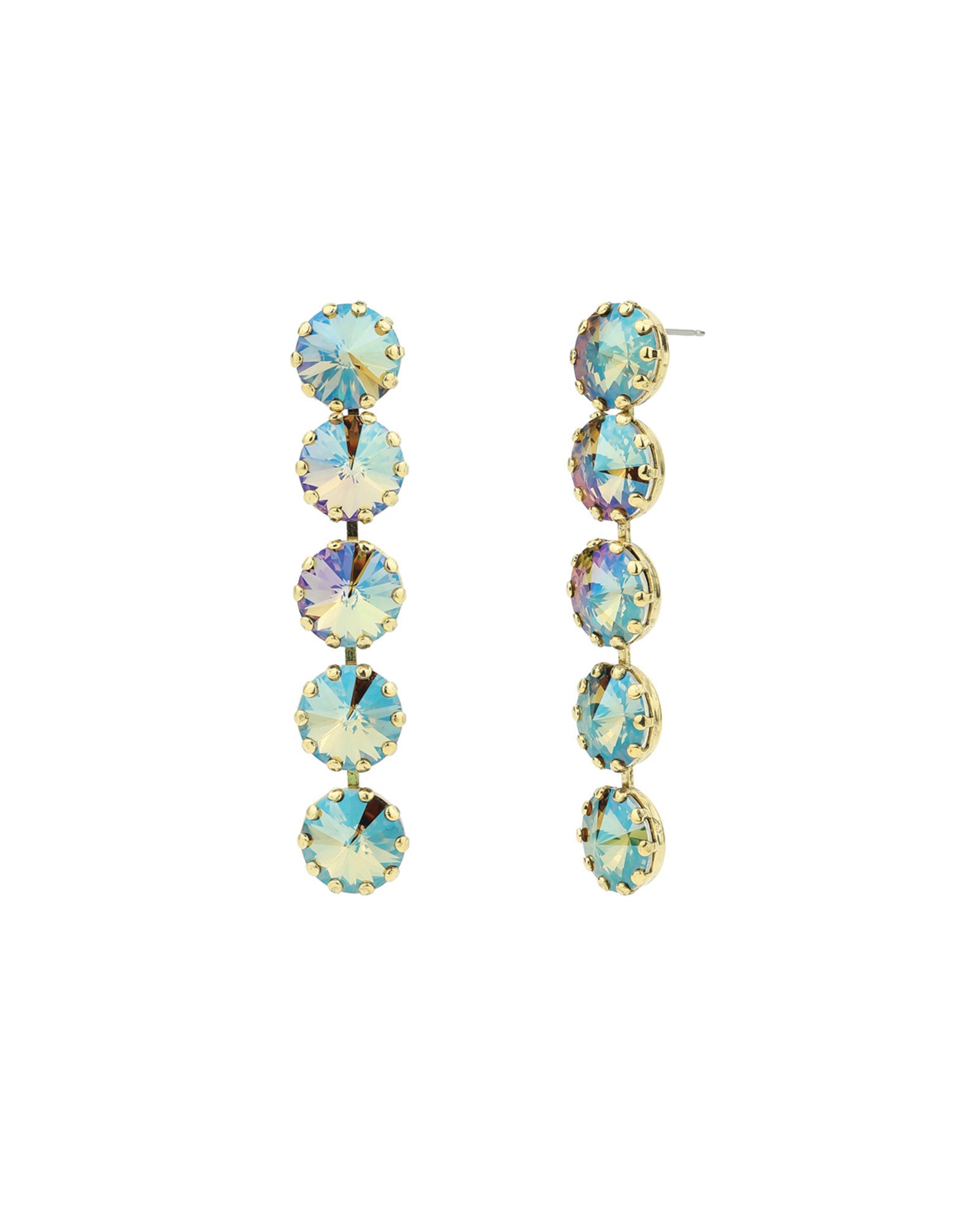 TOVA-Lilibet Earrings-Earrings-Gold Plated, Verde Crystal-Blue Ruby Jewellery-Vancouver Canada