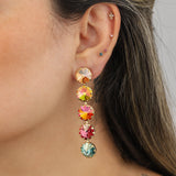 TOVA-Lilibet Single Studs-Earrings-Gold Plated, Watermelon Crystal-Blue Ruby Jewellery-Vancouver Canada